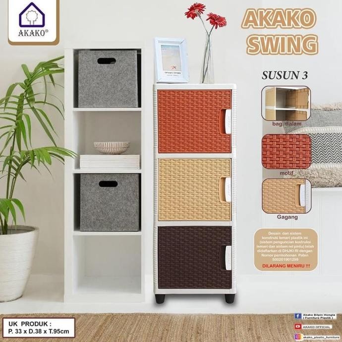 Lemari Plastik Akako SWING 3 SUSUN