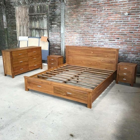 Promo Set Kamar Tidur Minimalis Jati Solid / Set Badroom minimalis jati