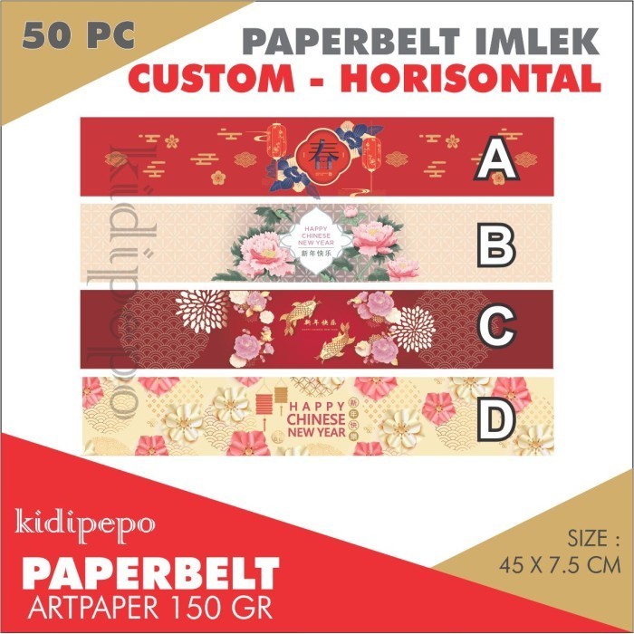 

Terlaris Paperbelt / Ban Kue Imlek Cny Custom Isi 50 Lembar Promo Terbaru
