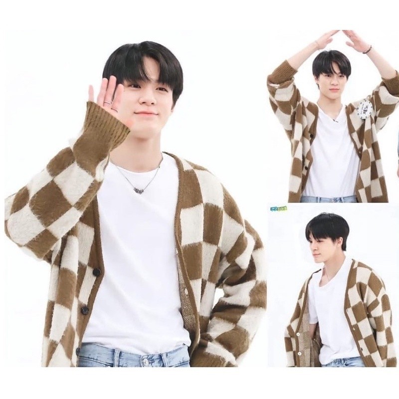 [COLD COLLECTIONS] CARDIGAN MINGYU JAEHYUN MOTIF KOTAK RAJUT PREMIUM // CARDIGAN WANITA // PANJANG