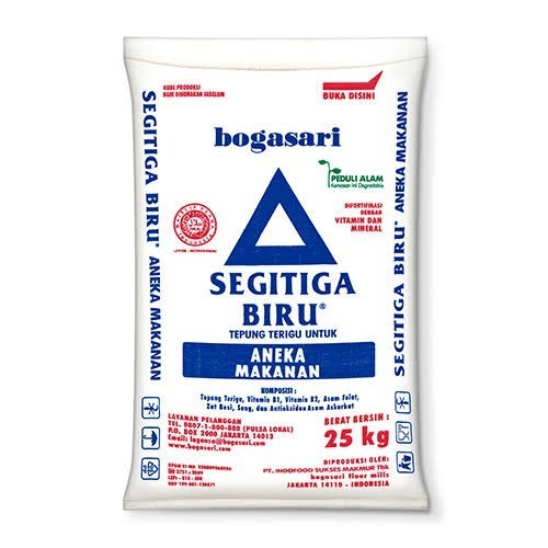 

Tepung Segitiga Biru 1Kg Repack / Tepung Terigu Protein Sedang 088