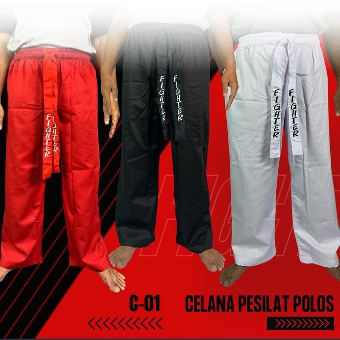 Hot - Celana Pencak Silat bordir - M, Hitam ,.