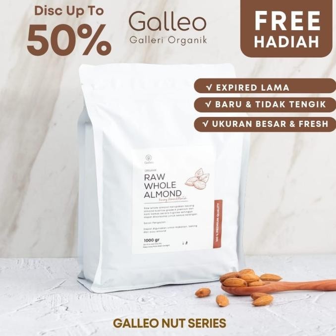 

Kacang Almond Panggang Kupas 1 Kg / Roasted Almond Galleo 1 Kg Terbaik