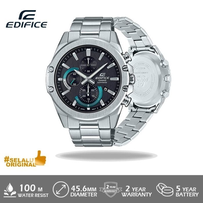 Casio Edifice EFR-S567D-1AVUDF Chronograph Watch - Jam Tangan Pria Hitam Dial Stainless Steel