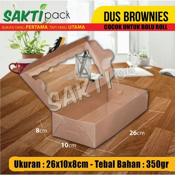

Dus Brownies/Dus Kue Uk 26X10X8, Bahan Kraft 350 Dgn Lapisan Plastik
