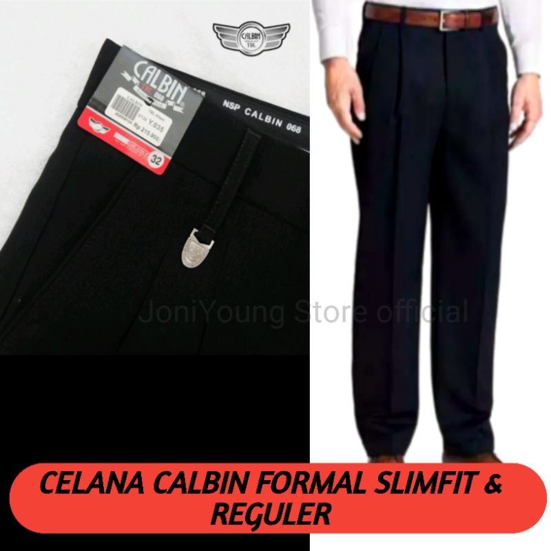[MADE BY QUALITY] Celana Calbin Kantor Panjang Bahan Pria Formal Reguler dan Slim Fit Dasar Kain