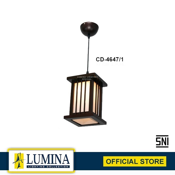 Lumina - Hanging Lamp Lampu Gantung Minimalis Klasik Outdoor Indoor Besi Kaca Dekoratif Vintage Tera
