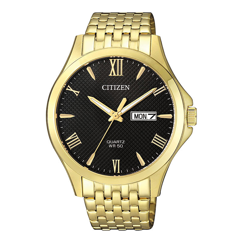 Jam Tangan Pria Citizen BF2022-55H Men Black Dial Gold Stainless Steel Strap