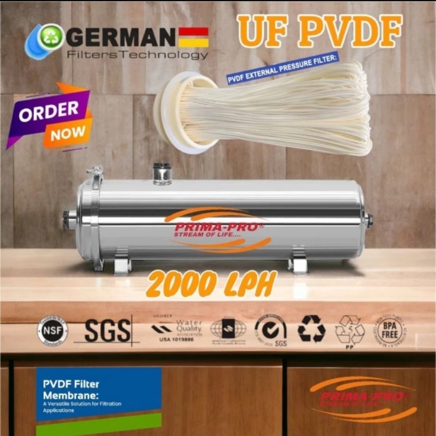 Ultrafiltrasi PVDF Water Pre Filter 2000 LPH Ultrafiltrasi PVDF 2000L