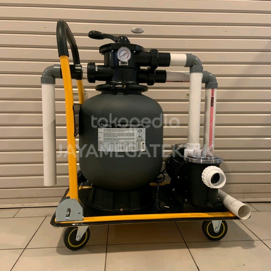 Paket Pompa Kolam Renang 1Hp Set Troli Mesin Vacuum Kolam Renang