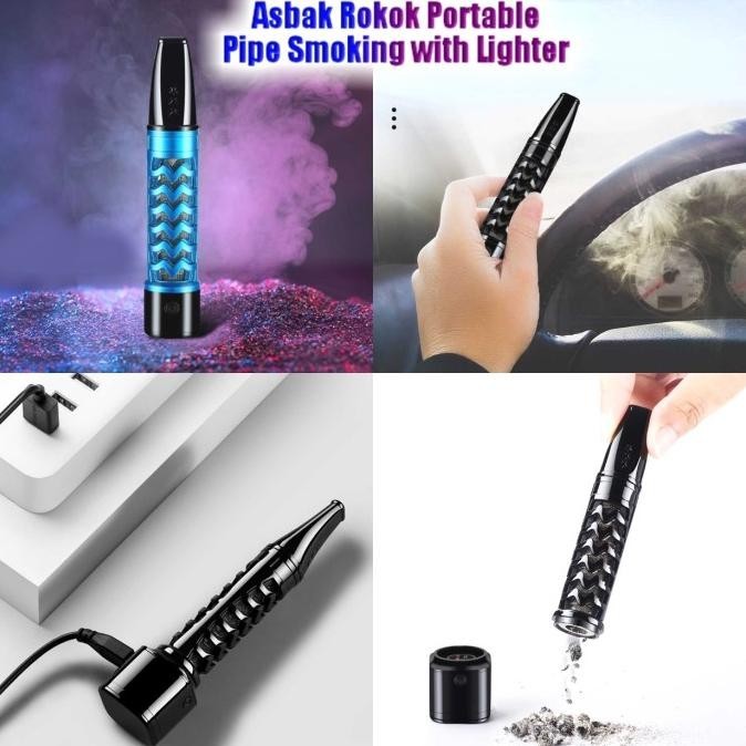 Asbak Mobil Pipa Cangklong Kayu Ukir Portable Filter Tabung Import
