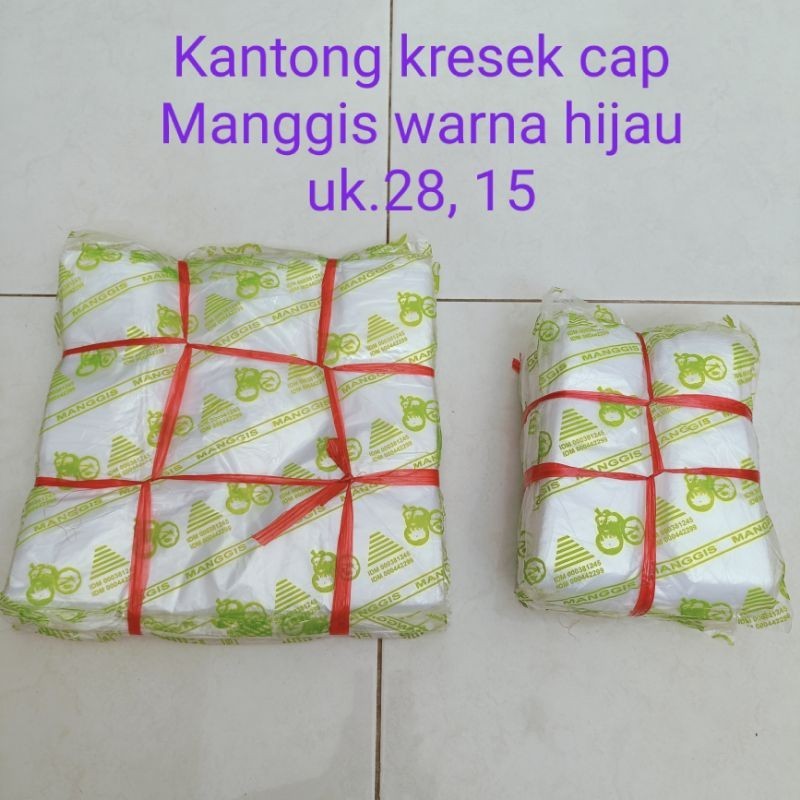Kantong kresek cap Manggis warna hijau uk.28, 15