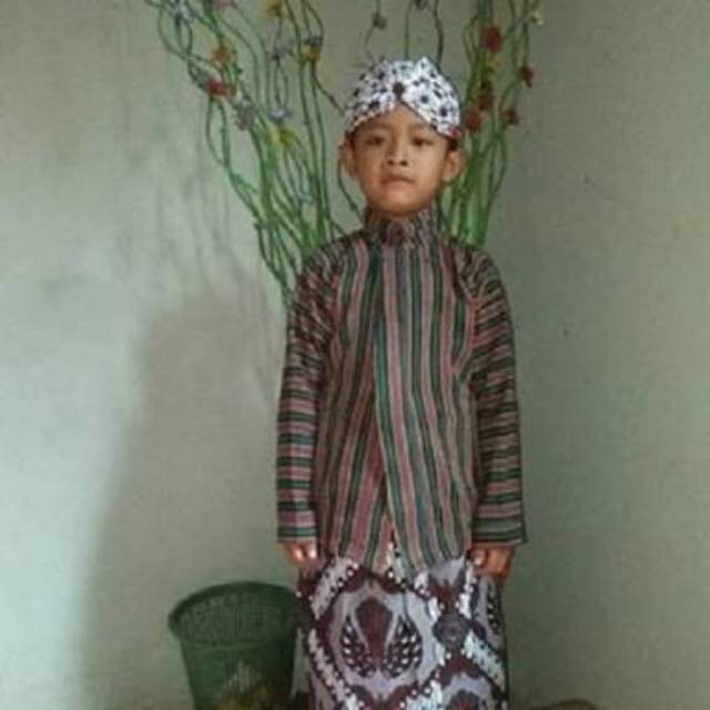 New setelan surjan lurik newborn beskap lurik bahan tenun baju dalang anak