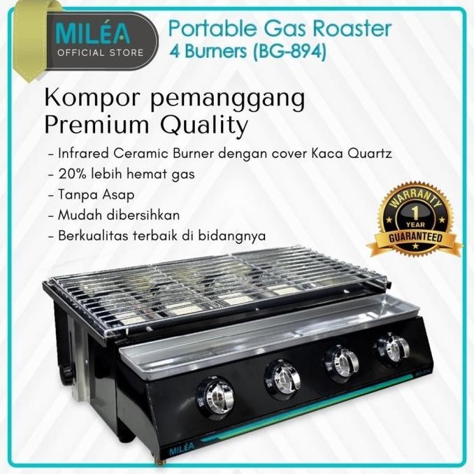 Milea - Kompor Panggang Bbq 4 Tungku - Portable Gas Roaster 4 Burners Majasari.Official