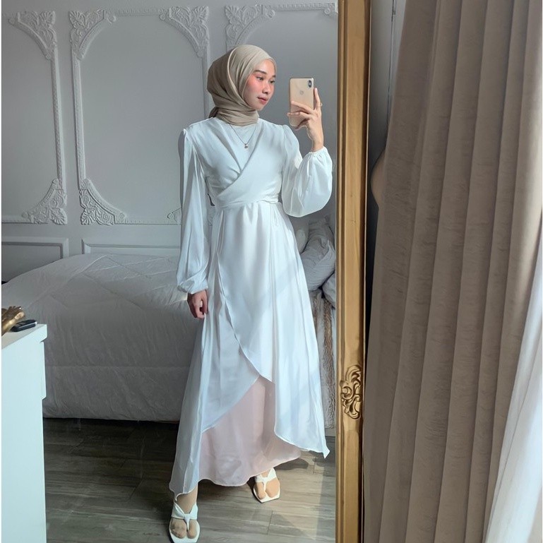 IS3 ELENA TUNIK - BAJU FASHION MUSLIM GAMIS SATIN SILK PREMIUM DRESS SATIN TUNIK SATIN JUMBO BAJU