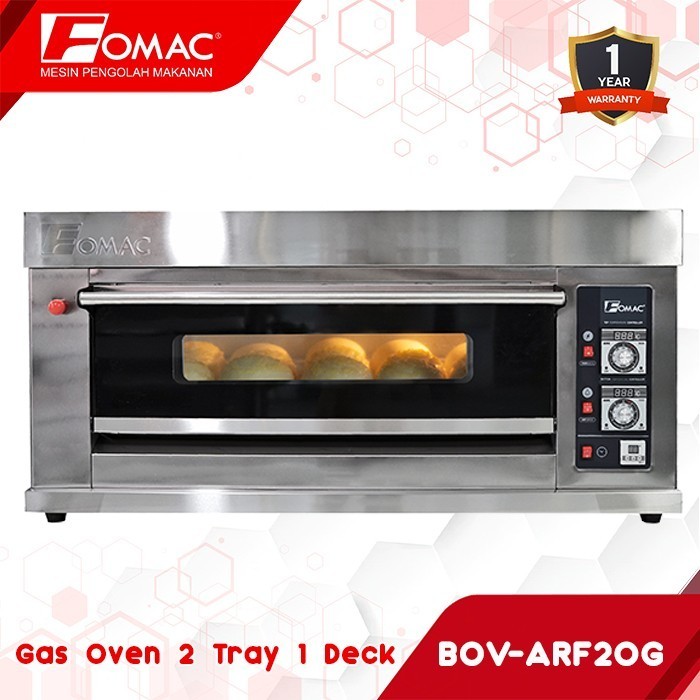 FOMAC Gas Oven 1 Deck 2 Tray BOV-ARF20G Mesin Pemanggang Roti Kue Sistem Pengapian Atas Dan Bawah