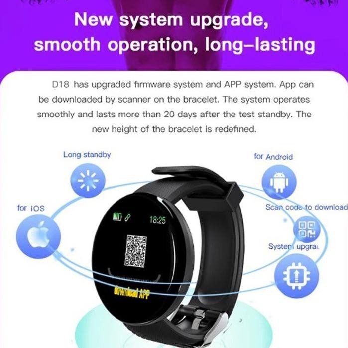 {JAM} Smartwatch D18 Jam Tangan Smartband D18 Waterproof Smart watch TERLARIS