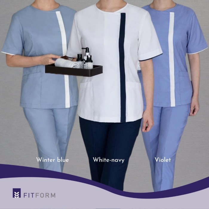 Seragam Suster Fitform / Baby Sitter / Perawat - Bold Stripe