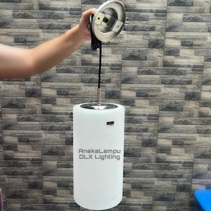 Lampu Gantung Mini Bar Cafe Kaca Tabung Putih Doff Minimalis Dlx Bambu Rembboran