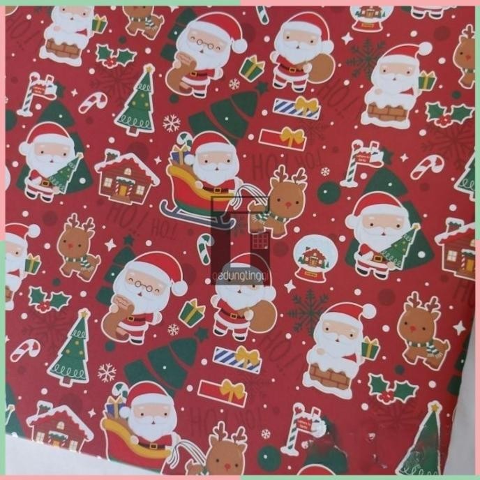 

Berkualitas kertas kado natal doff san san wawa minimalis 10 pcs - Motif 6