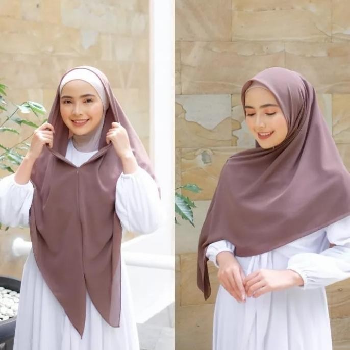 2.2 Hijab Syari Ziper Jumbo Laser Cut Kerudung Instant Zipper Jumbo Polos Grosir