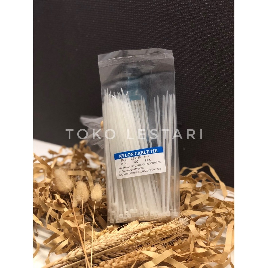

%$%$%$%$] KABEL TIE / KABEL TIES 2.5x150 MM 15CM PUTIH 1 PACK ISI 100 pcs