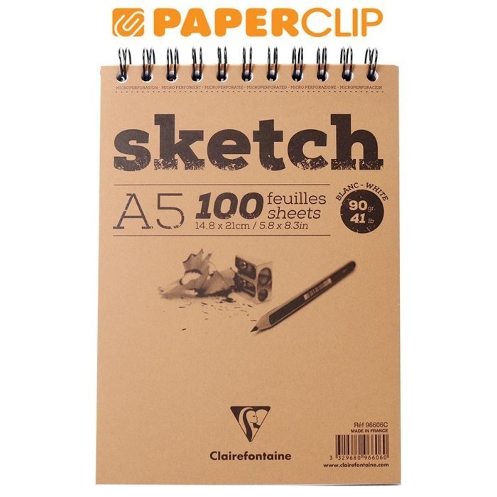 

Hemat Sketchbook Clairefontaine White A5 90G 96606C Bagus