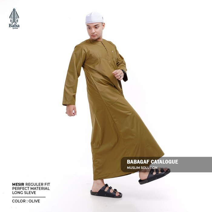 BISA CODGamis Mesir Babagaf Jubah Pria Dewasa Model Ikaf - Olive,Mjubah pria dewasa lengan pendek al