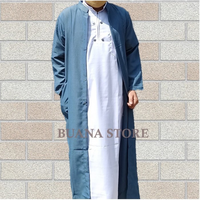 CODBESTSELLER jubah LUARAN pria / gamis luaran pria ORI Al.Harby TERBARU - Abu-abu, Mpremium jubah p