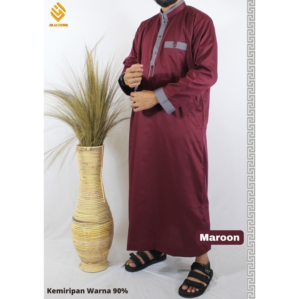 LANGSUNG KIRIMJubah Al Haramain Gamis Pria Dewasa Lengan Panjang Size Jumbo - Maroon, XXLslimfit jum
