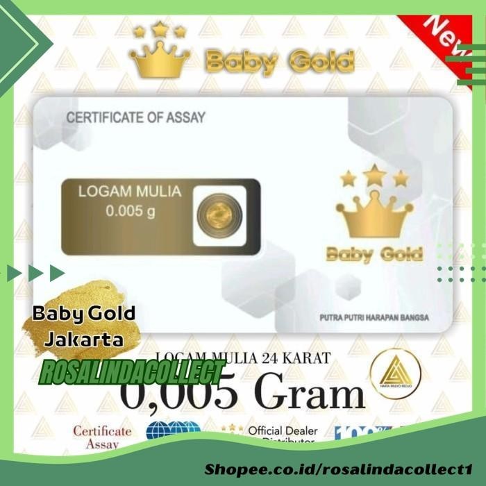 BABY GOLD EMAS MINI 0,005 GRAM LOGAM MULIA 24 KARAT PODUK BAHAN BERKUALITAS 