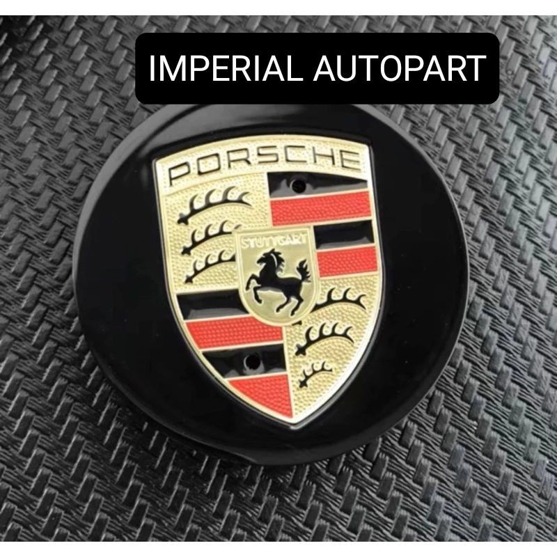 Dop Roda Velg Emblem Porsche Dop Roda - Black, 65mm