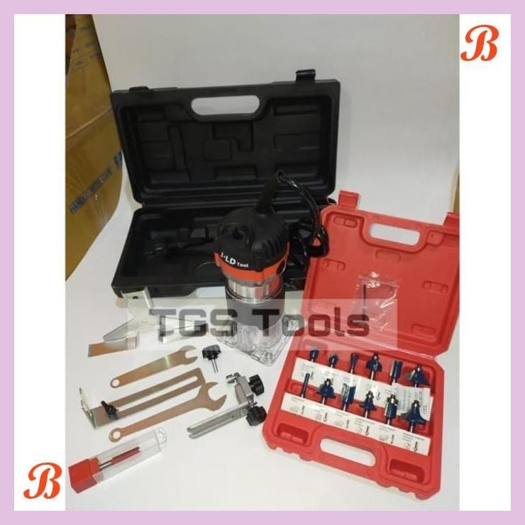 MESIN ROUTER TRIMMER PROFIL KAYU SET LENGKAP MATA ROUTER 12PCS - JLD