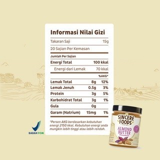 

tab Organic Almond Butter Unsweetened Sincere Selai Kacang Almond 225g