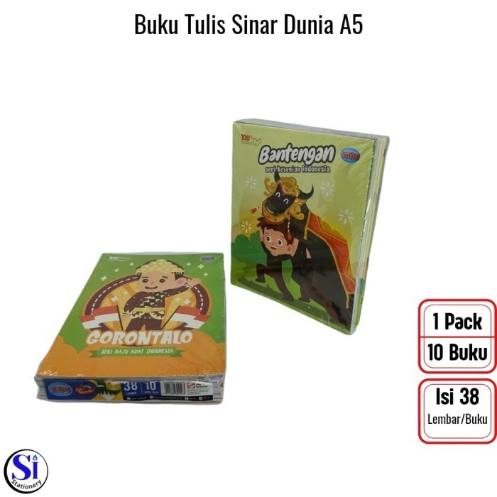 

Gaya Buku Tulis Sinar Dunia/Sidu A5 38 Lembar Isi 10 Pcs/1 Pack Gilaa!!!