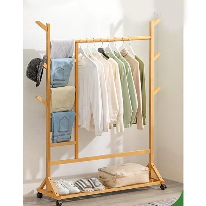 Greenland Rak Gantung Baju Kayu Gantungan Baju Celanan Stand Hanger Saginayuyu