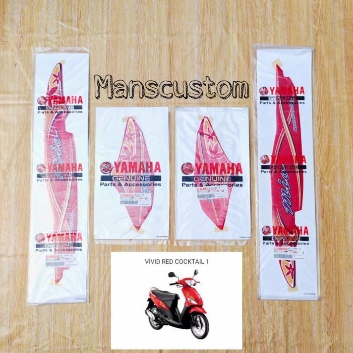 Sticker striping yamaha mio sporty 2004 2005 merah bunga original