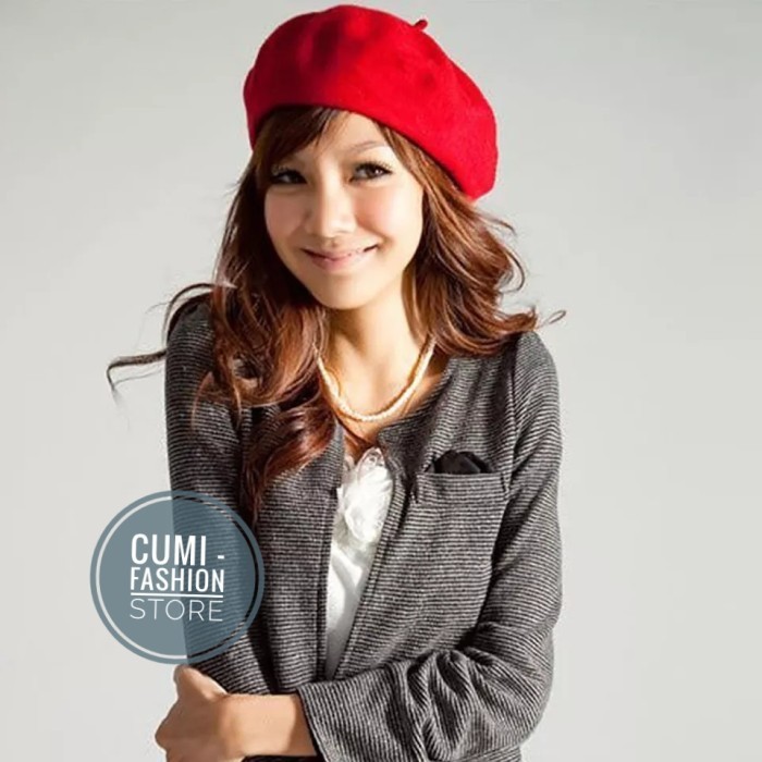 Sale Order Topi Baret Topi Pelukis Wanita Topi Seniman Import Merah