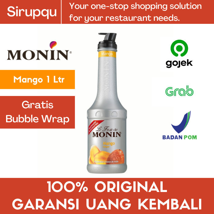 

Monin Puree Fruit Mix Mango / Mangga 1 Ltr / Toping / Fruitmix / Cafe