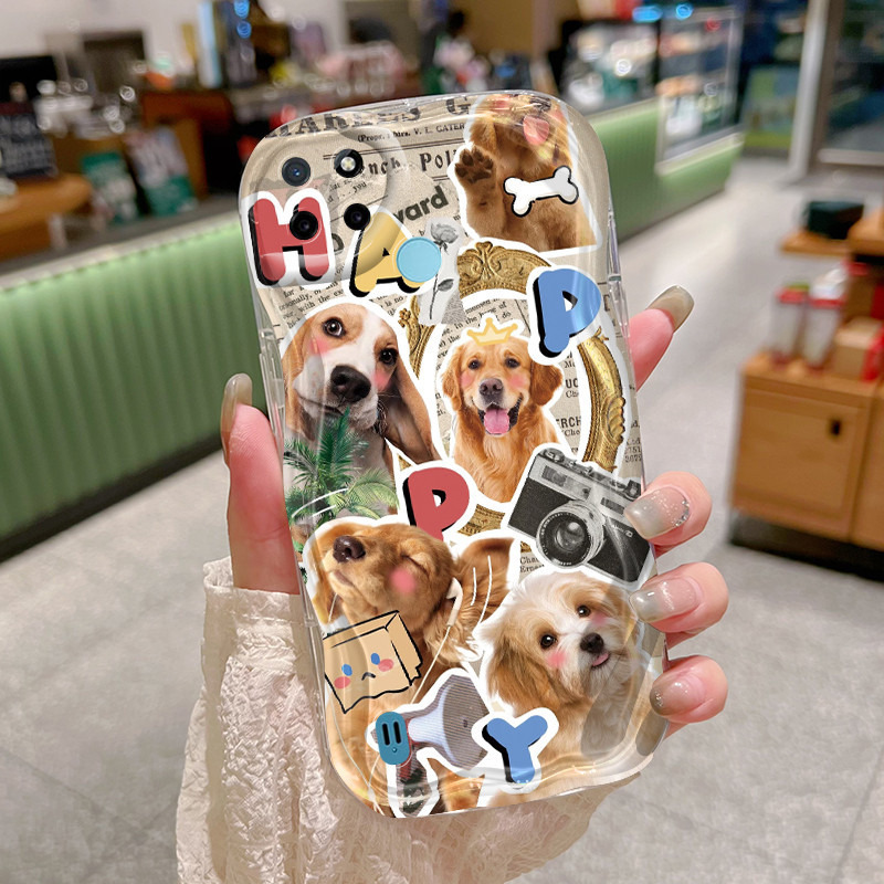 Casing Hp Realme C21Y C25Y C15 C21 C2 C2s Case sarung anjing lucu pola sapi Kesing HP baru ganda Sof