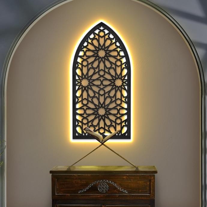 Hiasan Dinding Mihrab Mushola Rumah - Dekorasi Mihrab Dinding + LED