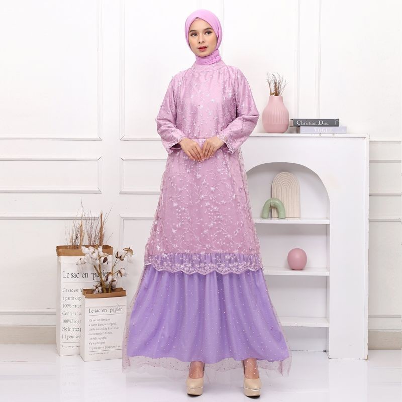 Maxi Paramita Long Dress Brukat Tile Mutiara Gaun Pesta Allsize