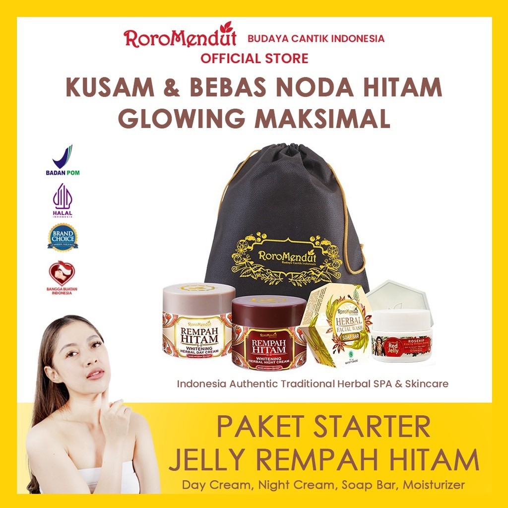 [FORMULA BARU] RORO MENDUT Paket Rempah Hitam Whitening Starter Jelly Package | Skincare Pemutih kul