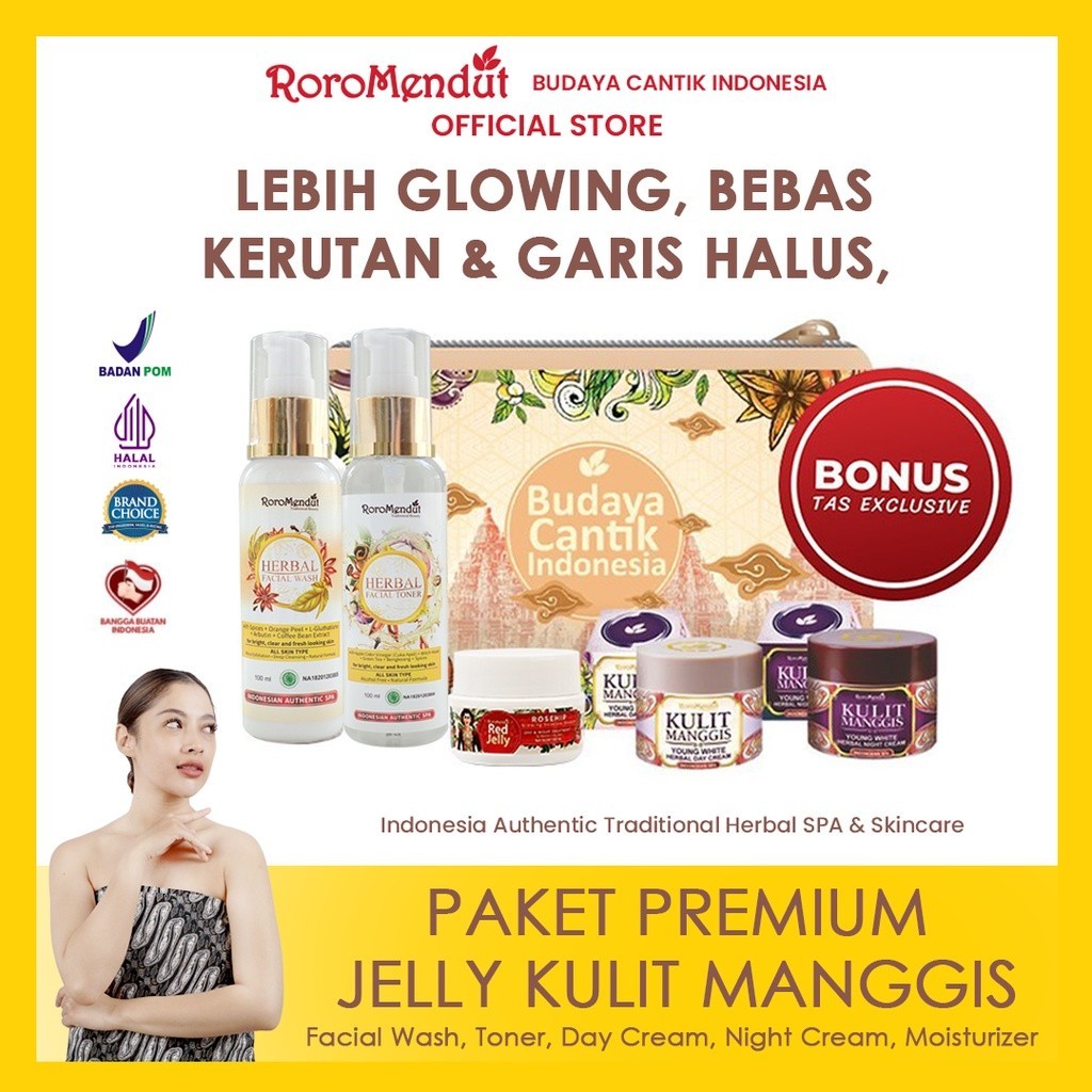 [FORMULA BARU] RORO MENDUT Paket Premium Jelly Package Kulit Manggis Anti Aging Whitening | BPOM HAL