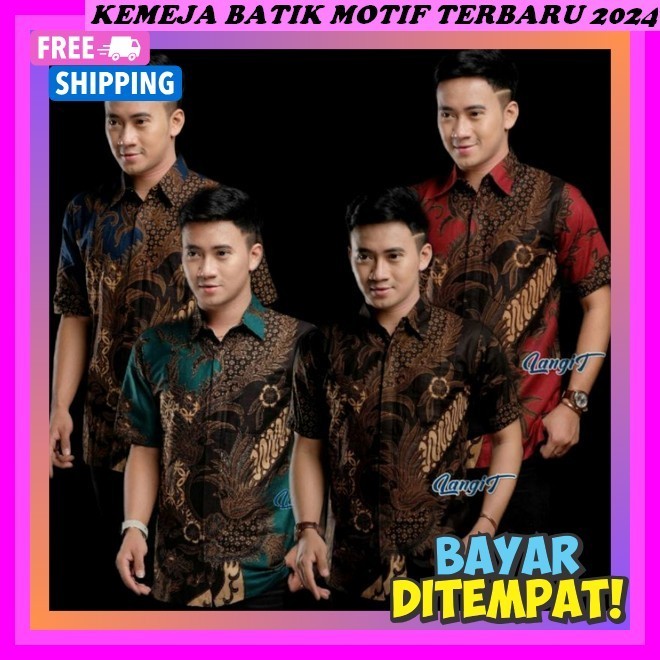 Kemeja Kantor Motif Batijk Hem Pria Atsan Jumbo S M L Xl Keren Baju Batik Pria Kekinian 2024 Lamaran