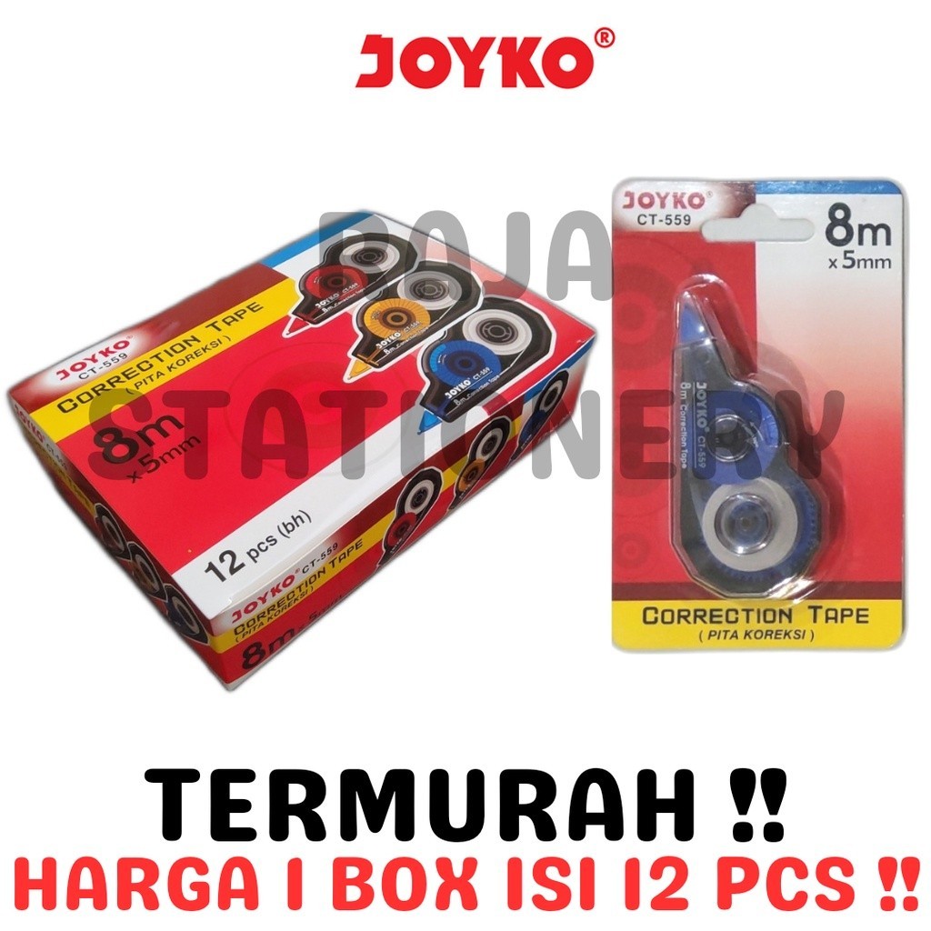 

Joyko Correction Tape 8M Tipex Kertas Joyko Tipe X Tip Ct-559 [12Pcs]