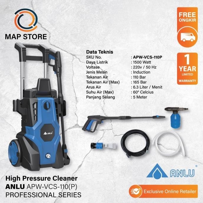 Mesin Jet Cleaner ANLU + Aksesoris / Steam Cuci Mobil ABW VCS 110 (P)