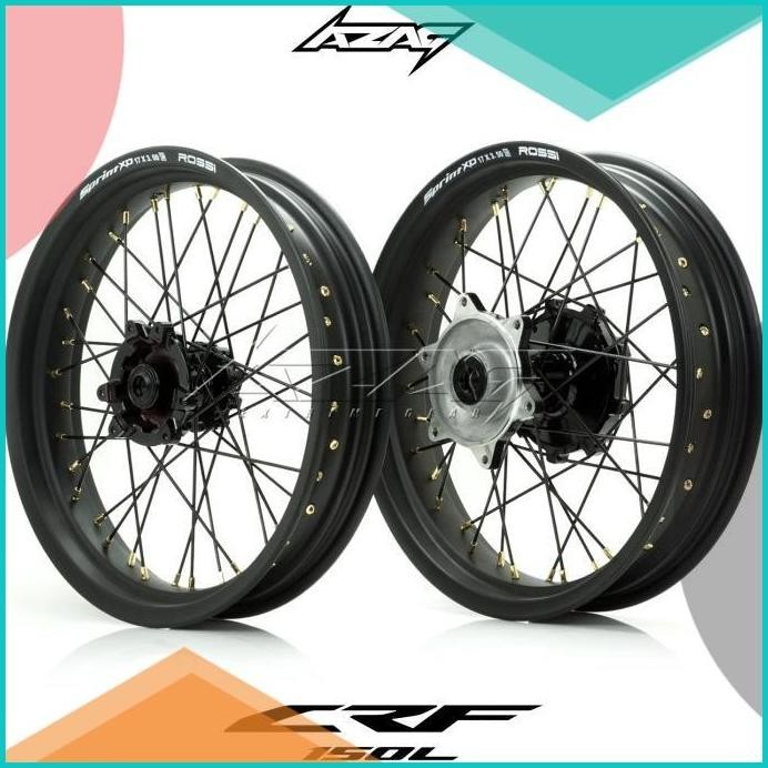 velg set motor honda crf 150 ring 17 supermoto v-rossi black klx wr 16