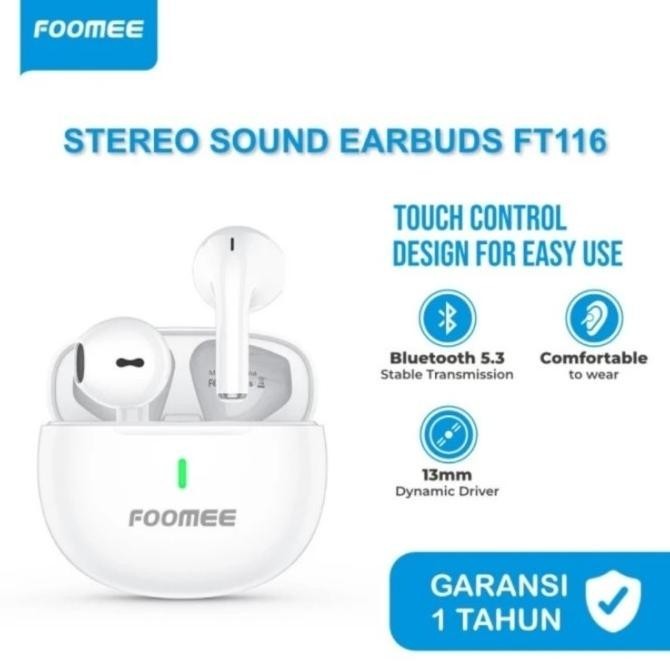 Foomee Ft116 Headset Tws Bluetooth , Earphone Wireless Foomee Ft125 Murah Berkualitas