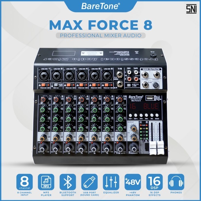 BRG BARU Mixer Audio BareTone Max Force 8 - Professional MIxer 8 channel